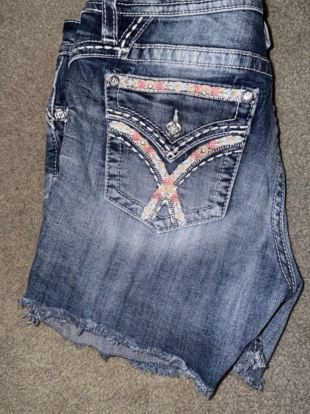 Miss Me Blue Washed Denim Ankle Jeans with Embroidered Pocket